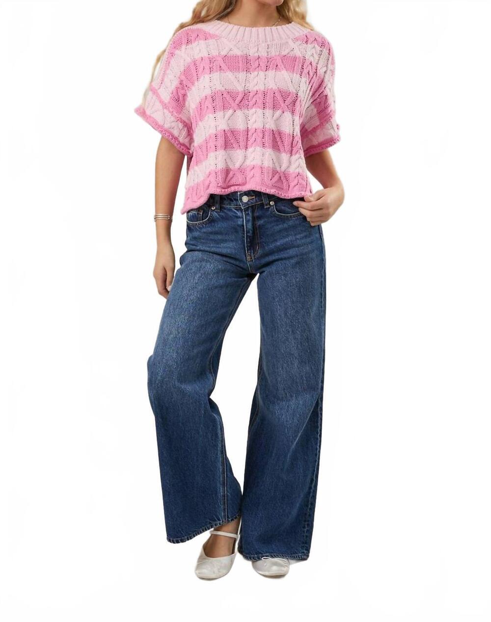 NEW LE LIS love is in the air top in light pink stripe